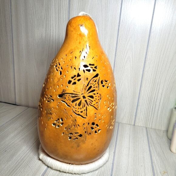 Vintage Handcrafted & Painted Butterfly Angel Large Gord Light Shelf Sitter - Picture 1 of 11